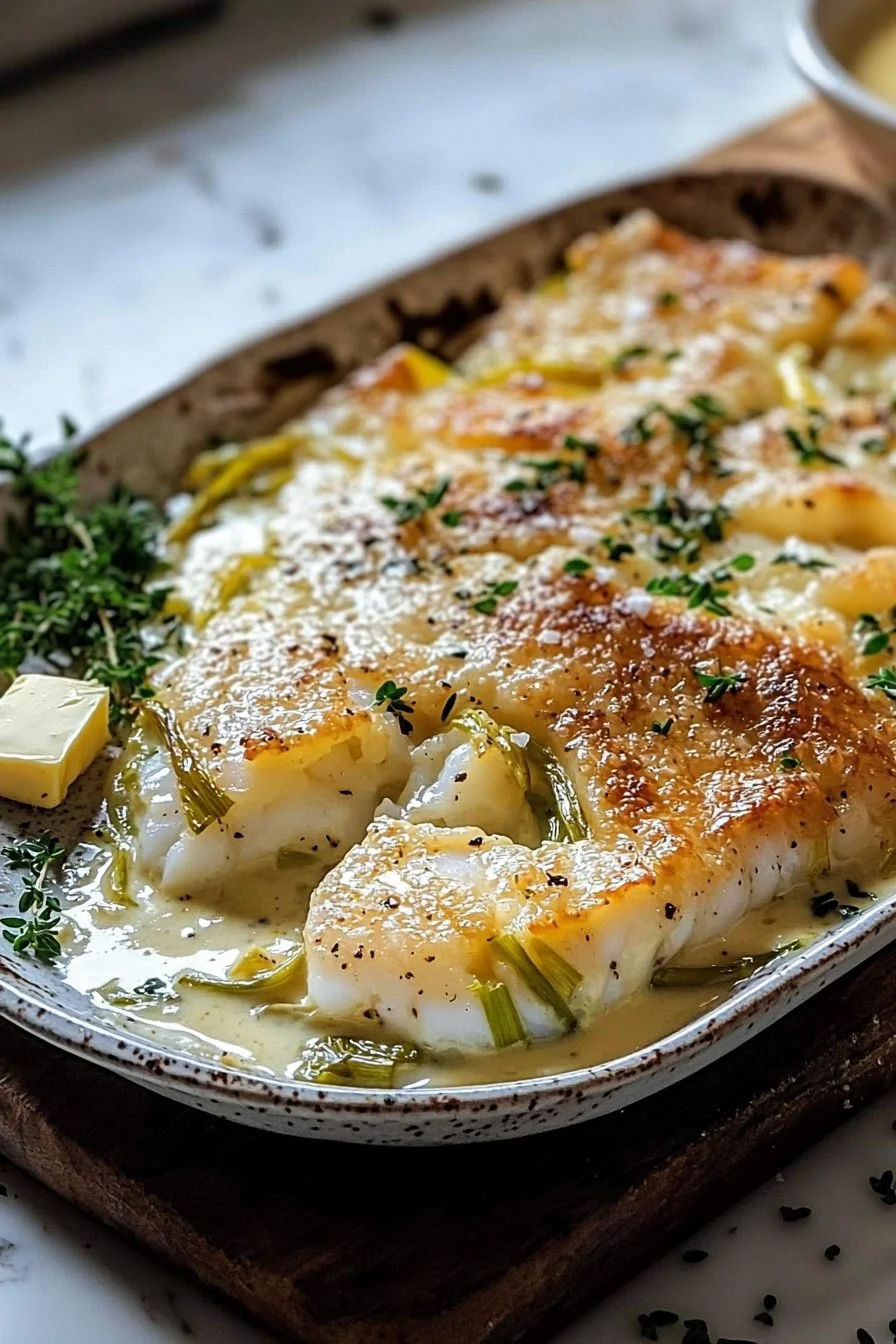 Cod and Leek Gratin with Mustard