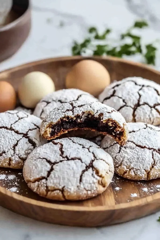 Deliciously crinkled coffee cream cookies on a plate