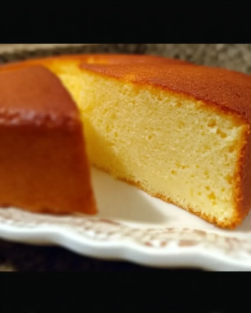 Slice of homemade condensed milk cake on a plate with a fork