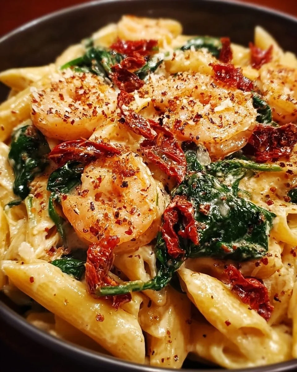 Creamy Pasta with Sun-Dried Tomatoes and Spinach