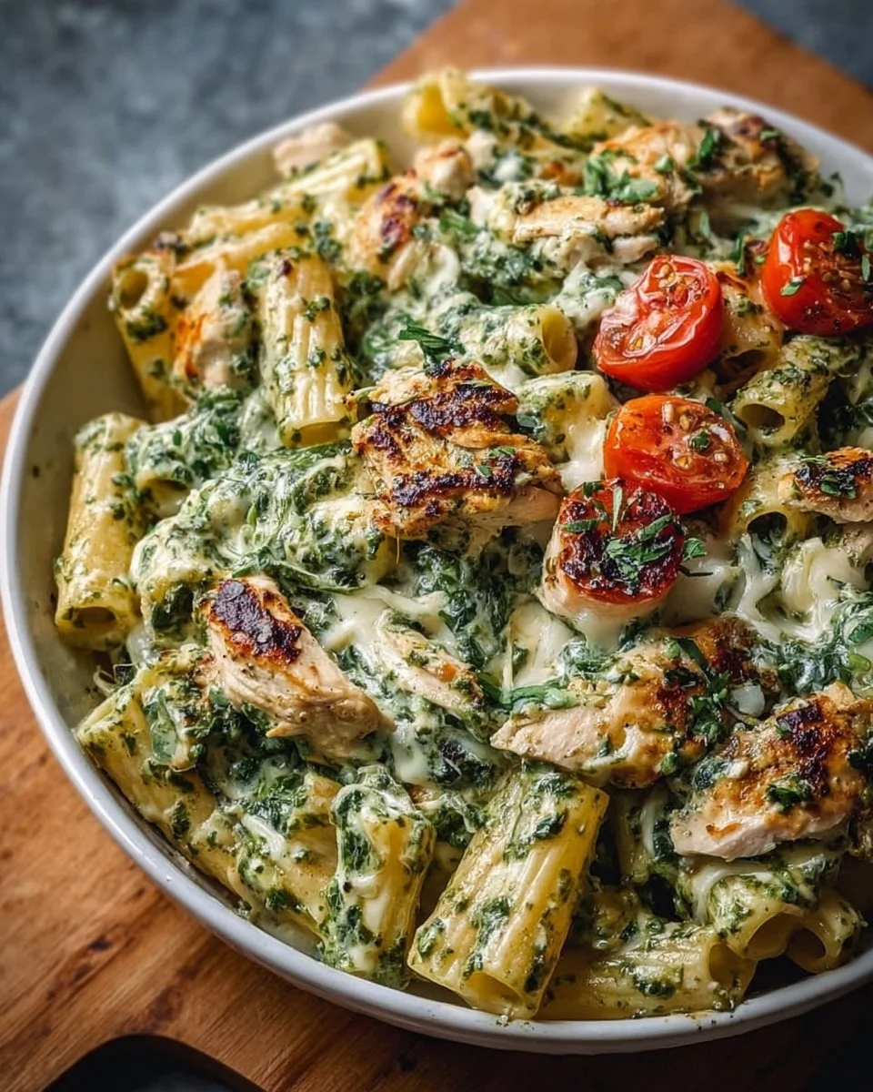 Creamy Pesto Chicken Pasta Bake