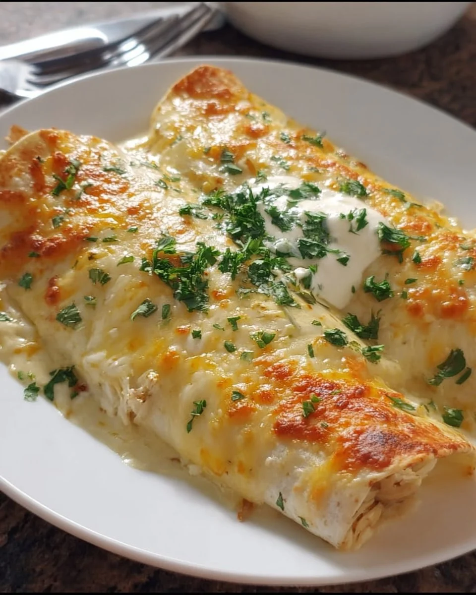 Creamy White Chicken Enchiladas