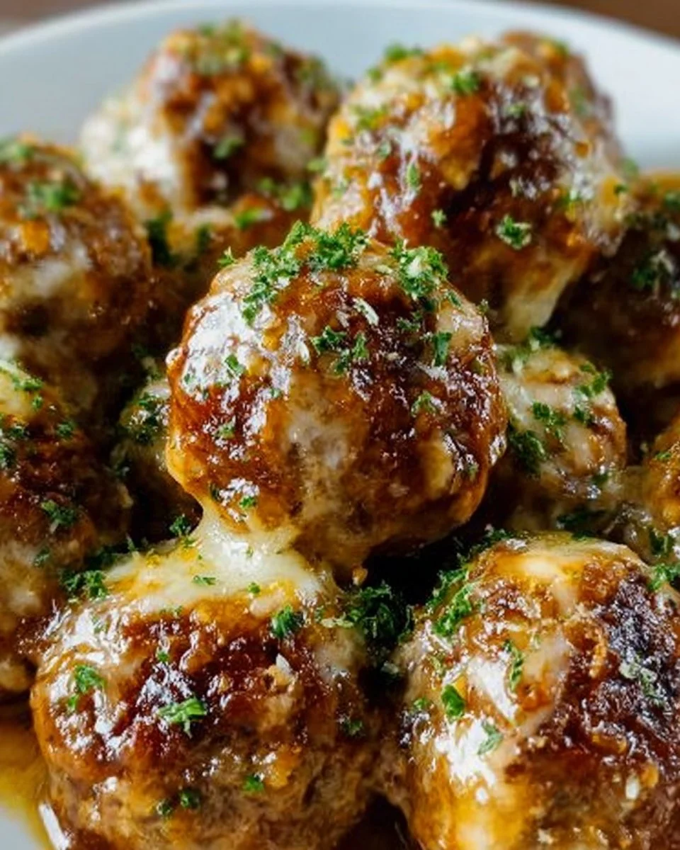 Crockpot French Onion Meatballs