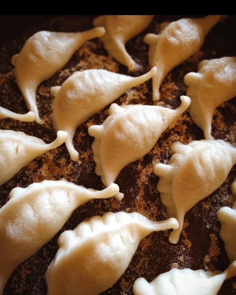 Cute shaped dumplings in various fun shapes and colors on a plate.