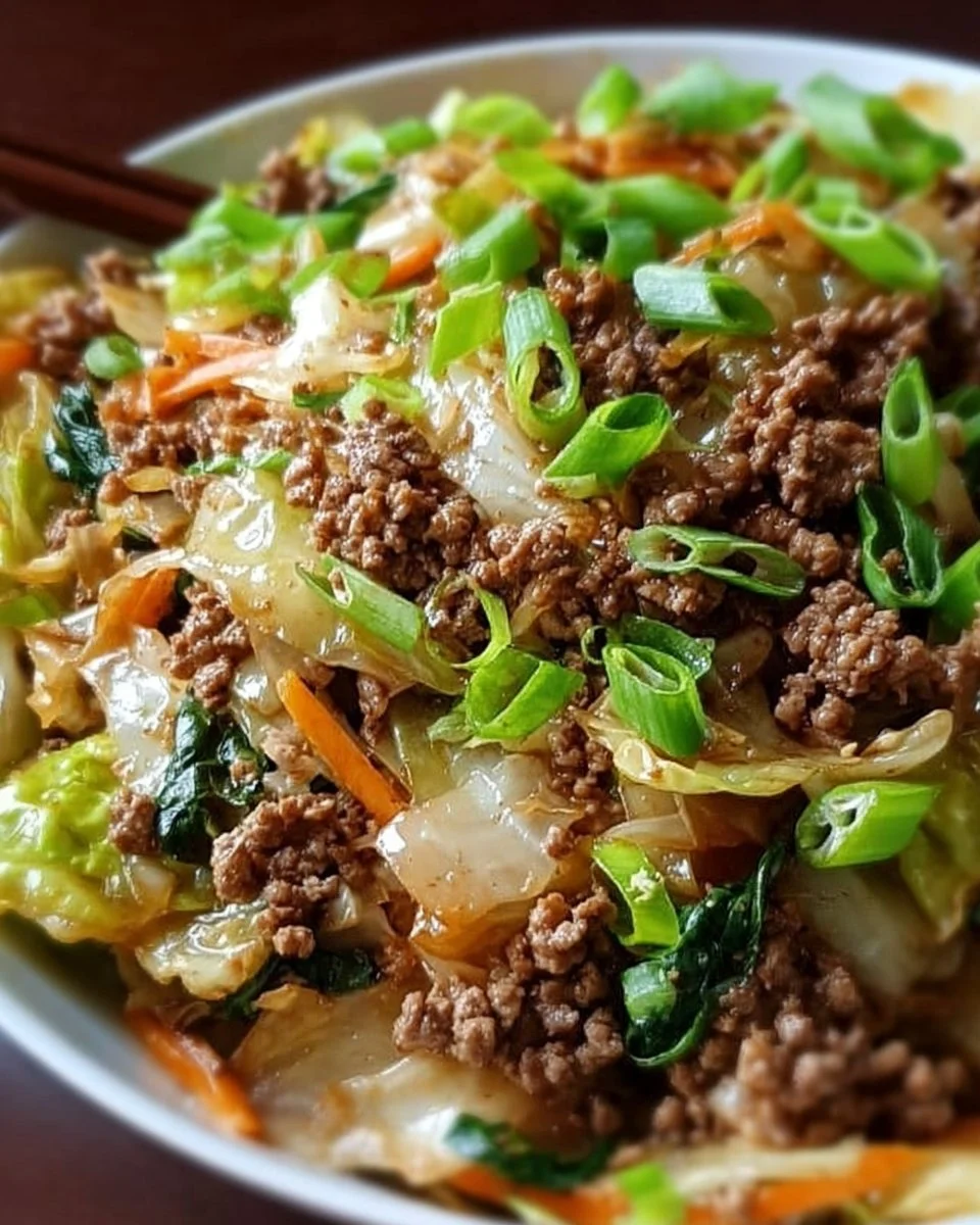 Easy Chinese Ground Beef & Cabbage Stir Fry