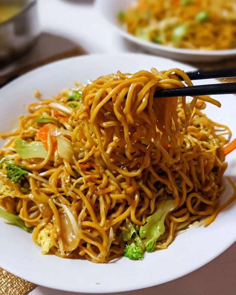 Easy Chow Mein recipe featuring colorful vegetables and savory noodles