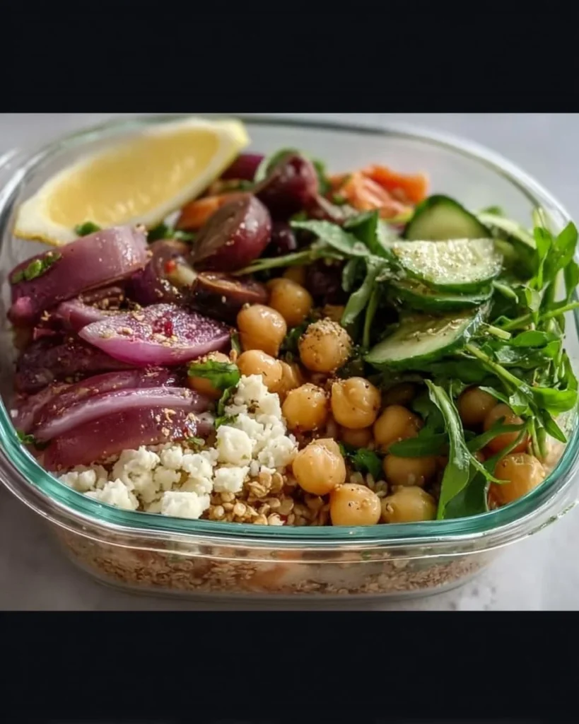 Colorful Mediterranean lunch bowls filled with fresh ingredients and flavors