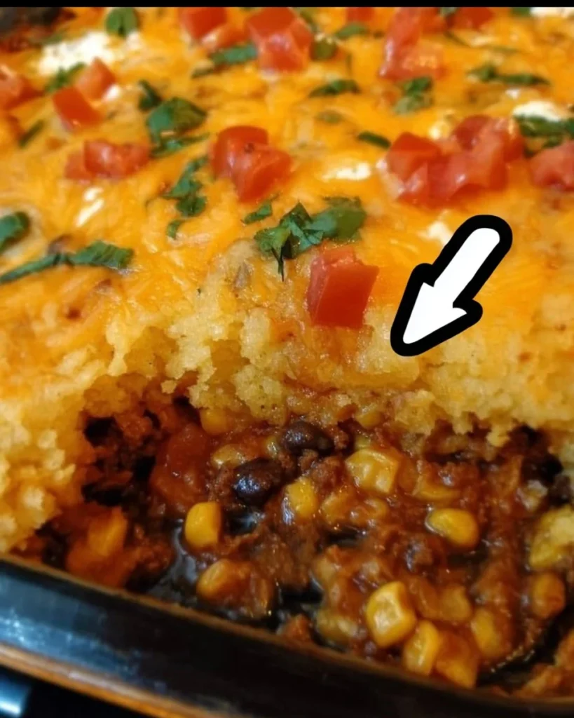 Delicious Tex Mex Bake with layers of flavor and colorful toppings.