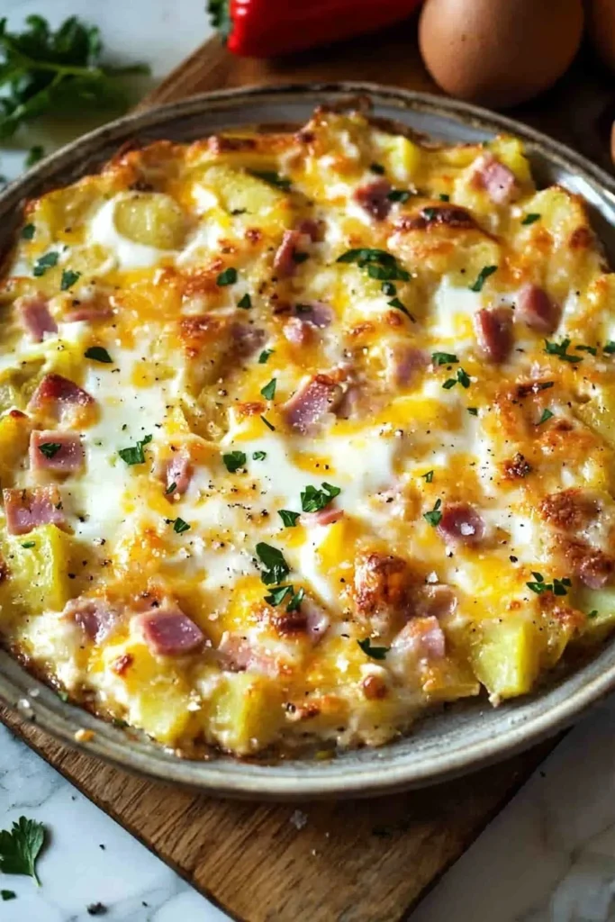 Delicious Farmer's Casserole with vegetables and cheese baked to perfection.