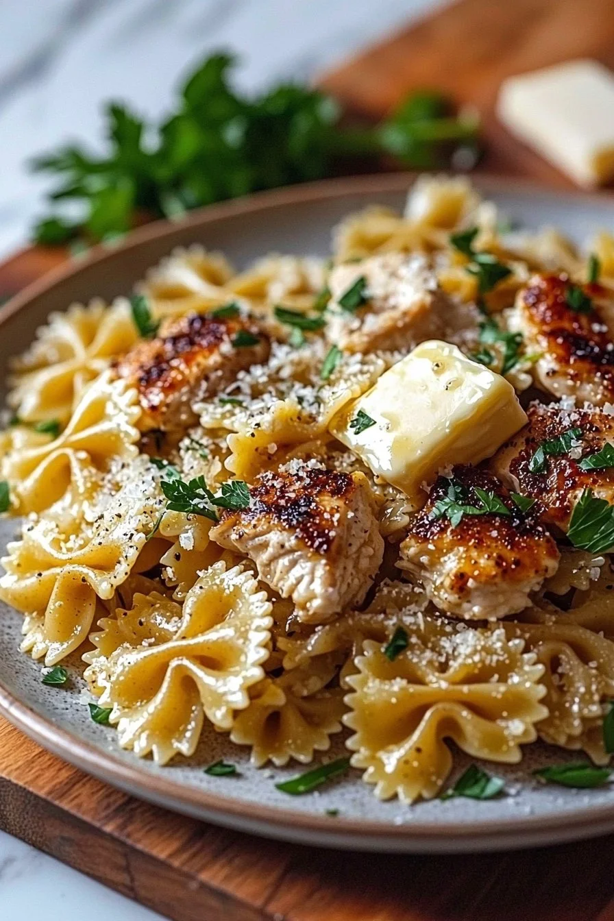 Garlic Butter Chicken Bowtie Pasta