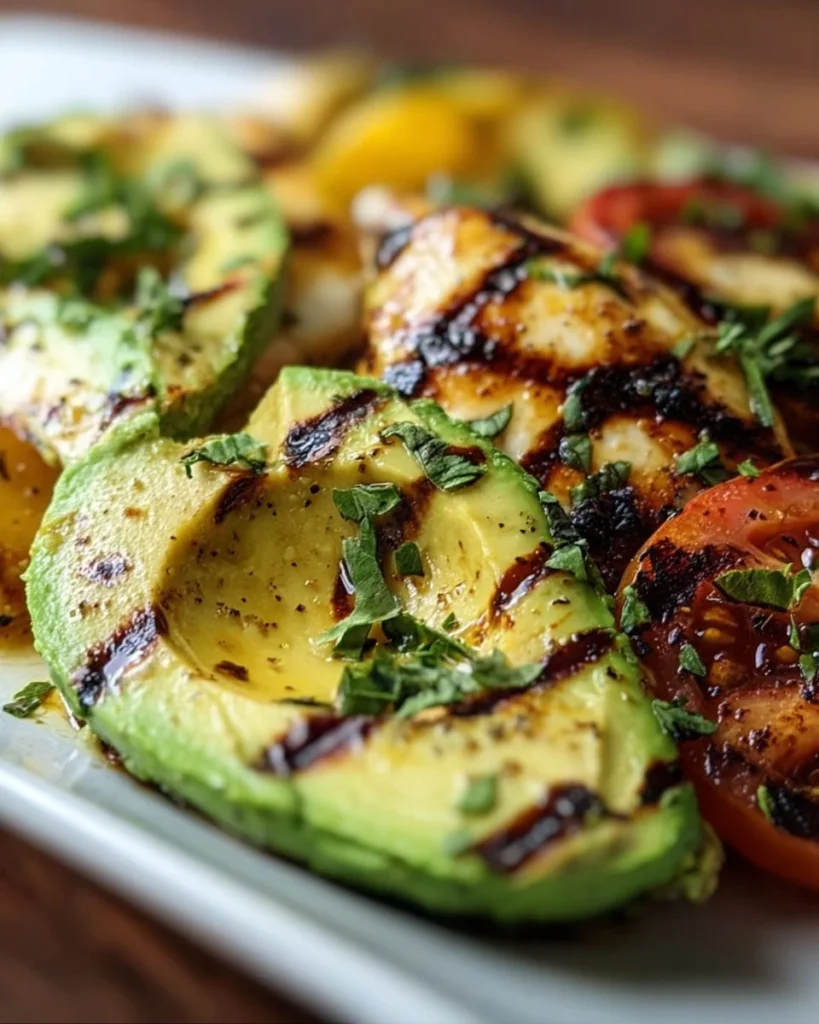 Delicious grilled California avocado chicken with fresh toppings