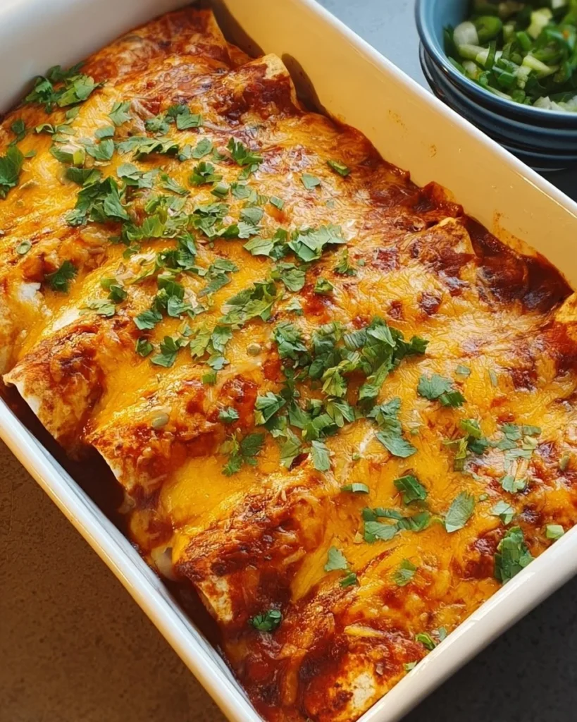 Delicious high protein chicken enchiladas topped with fresh ingredients
