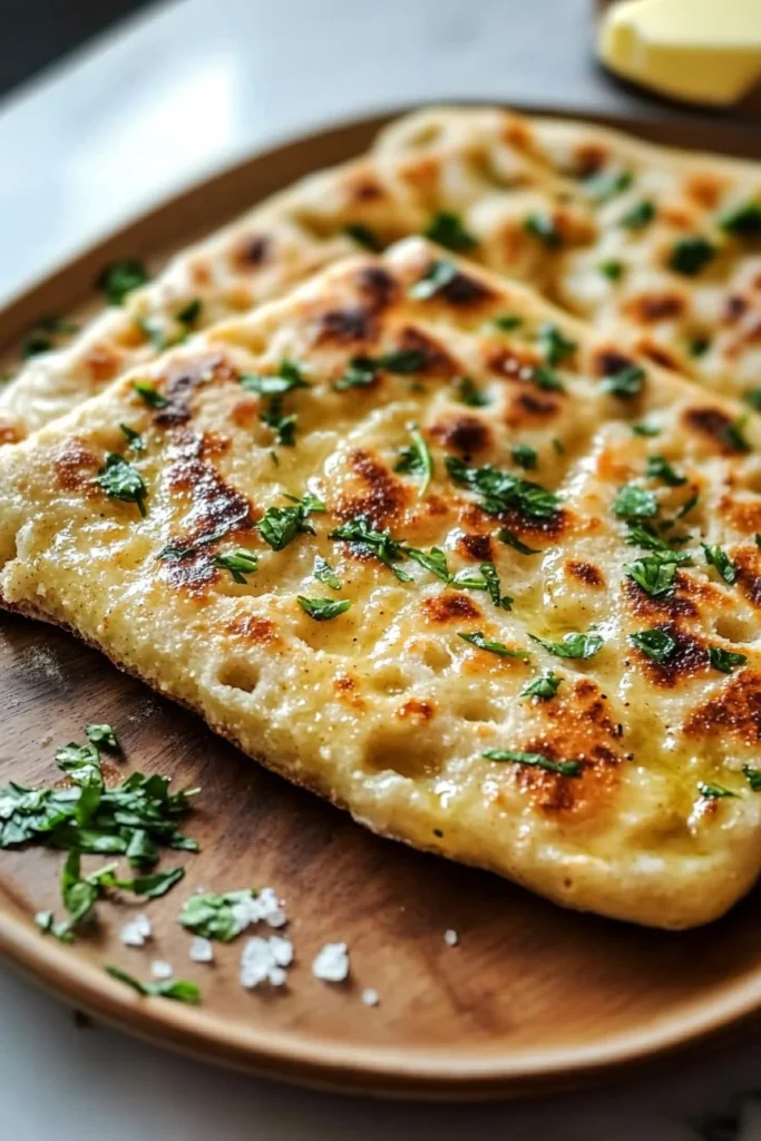 Delicious Indian bread cooked in a pan without yeast