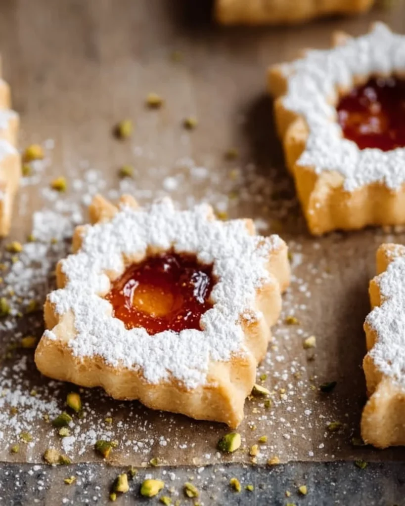 Delicious Linzer Tart cookies with a buttery crust and fruity jam filling
