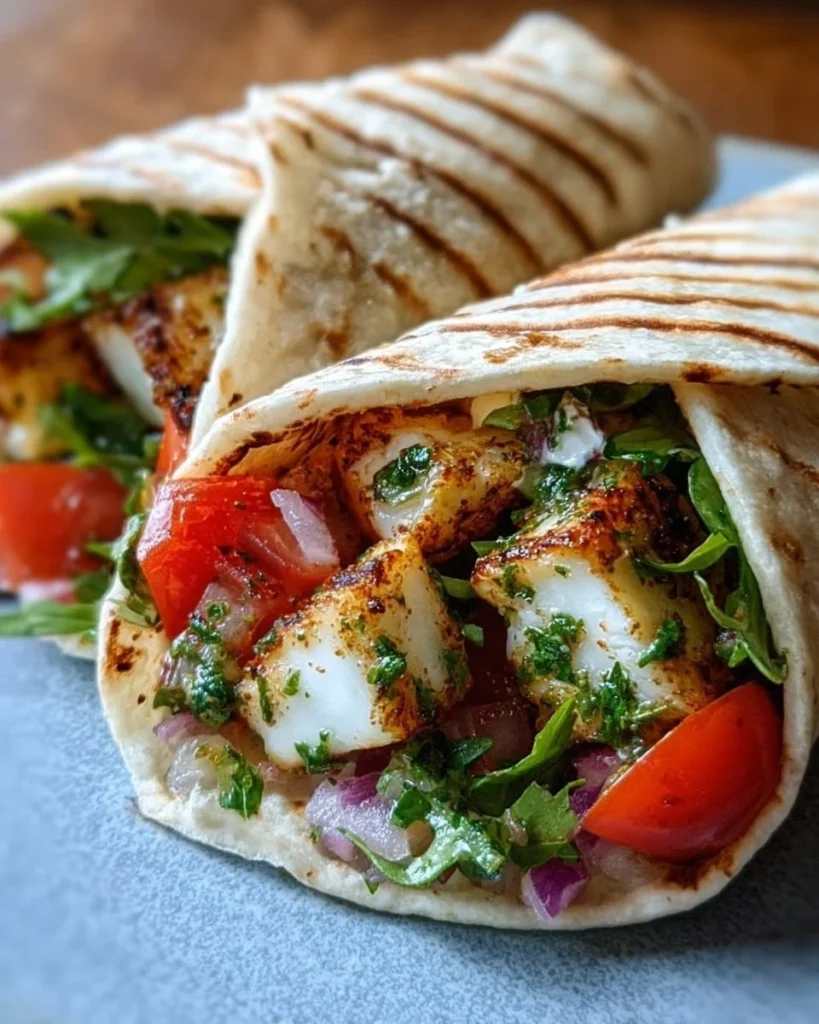 Delicious Mediterranean Halloumi Wraps with fresh vegetables