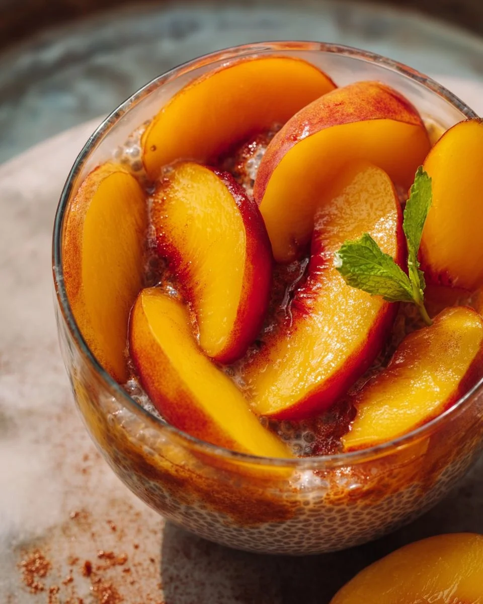Peach Cobbler Chia Pudding
