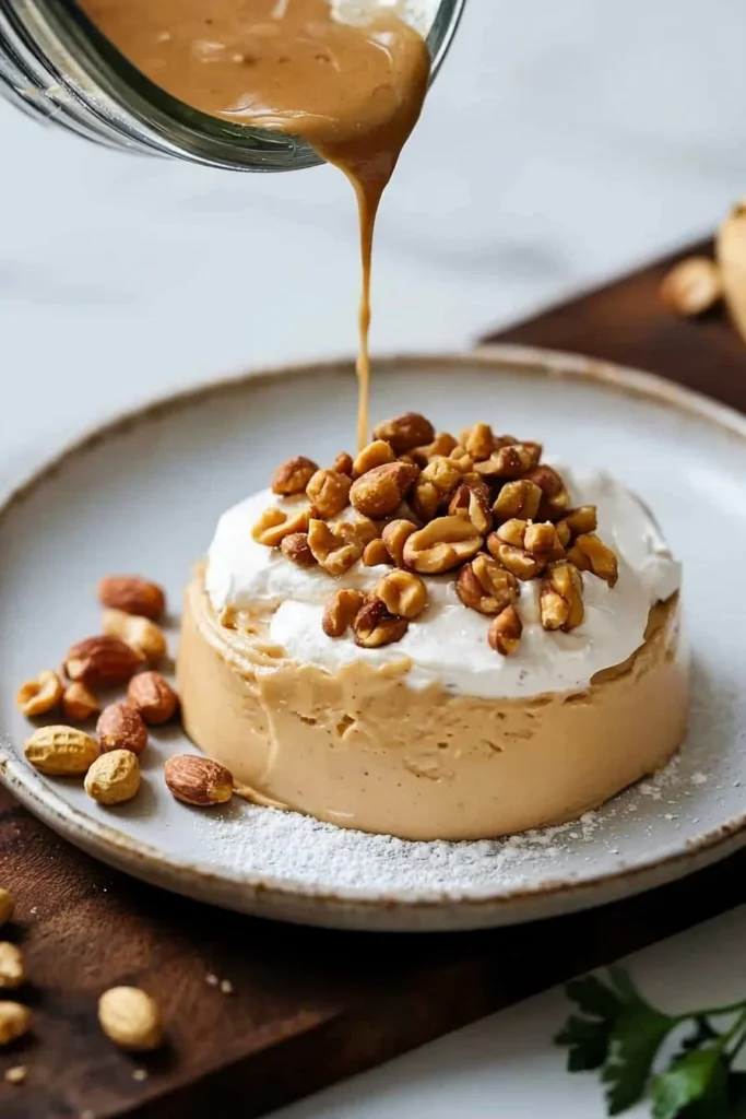 Peanut Butter Mousse topped with crunchy peanuts for a delightful dessert experience.