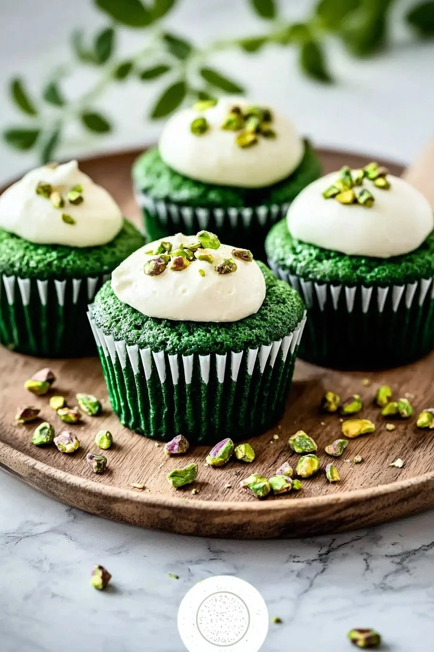 Pistachio Green Velvet Cupcakes