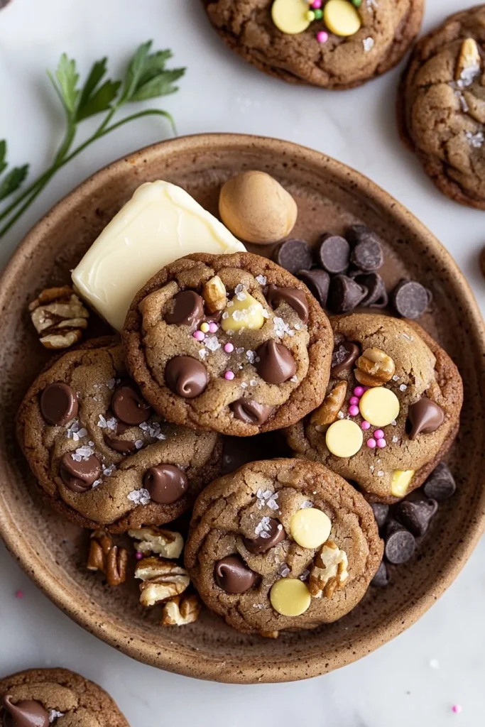 Freshly baked spring chocolate cookies with a rich chocolate flavor.