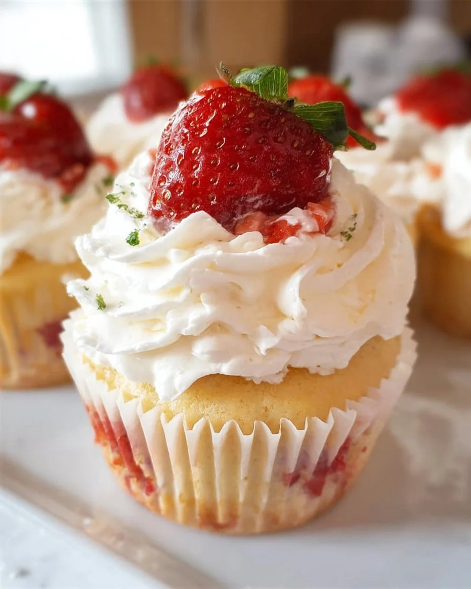 Strawberries and Cream Cupcakes