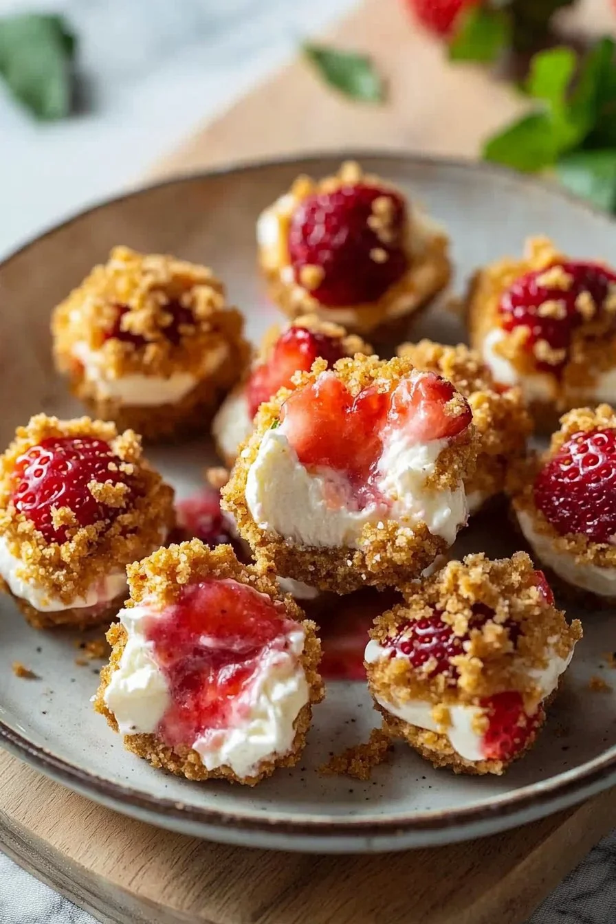 Strawberry Crunch Cheesecake Bites