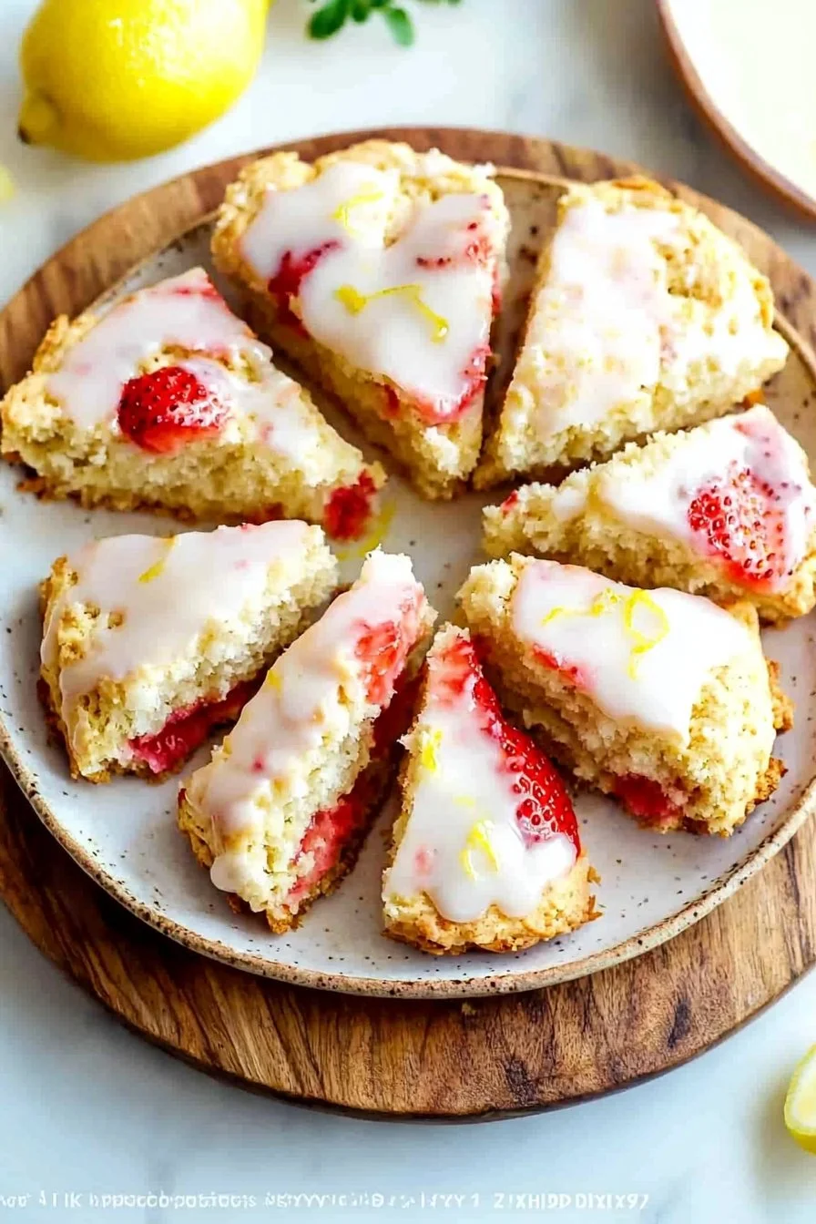 Strawberry Scones Recipe With Lemon Glaze
