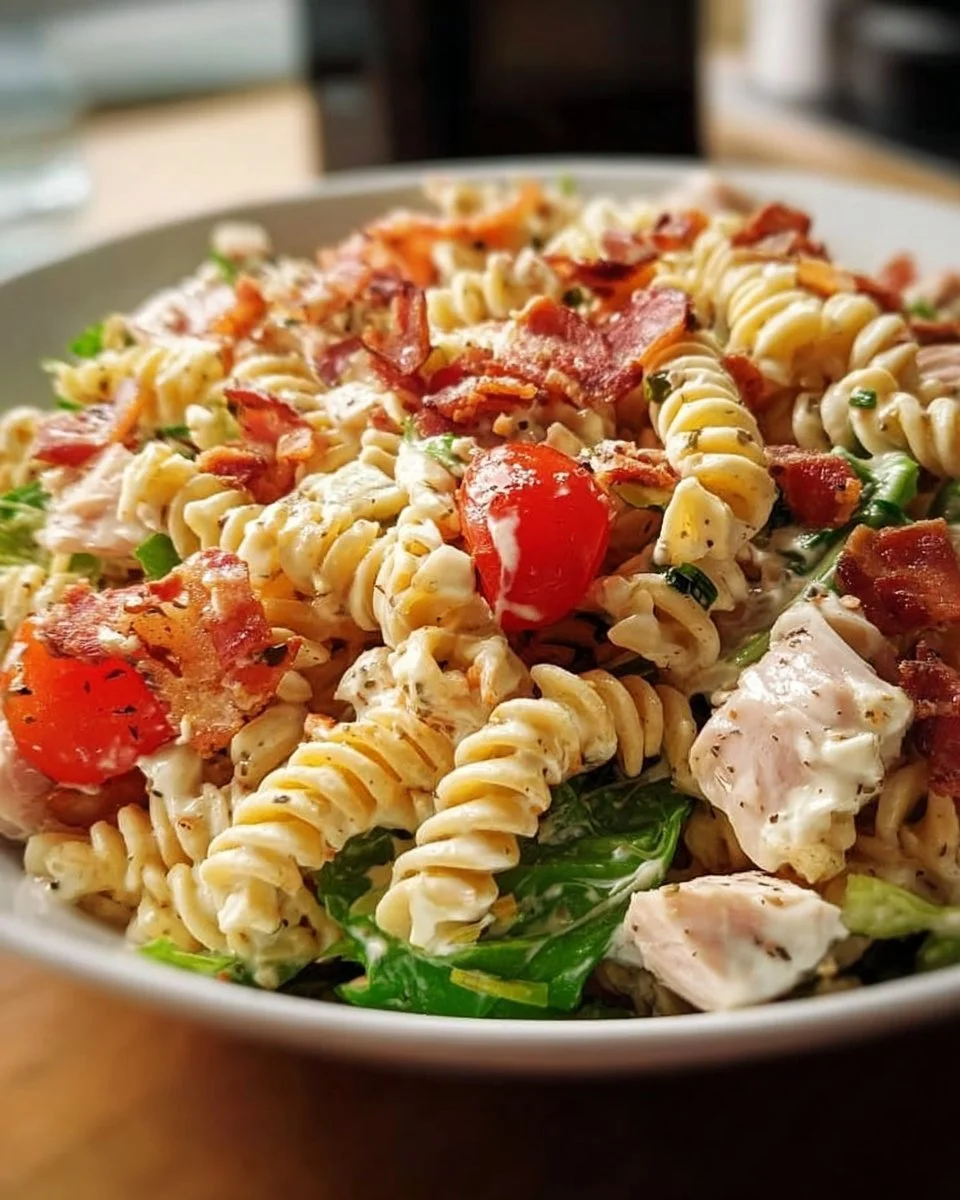 Tasty High Protein Chicken Bacon-Free Pasta Salad