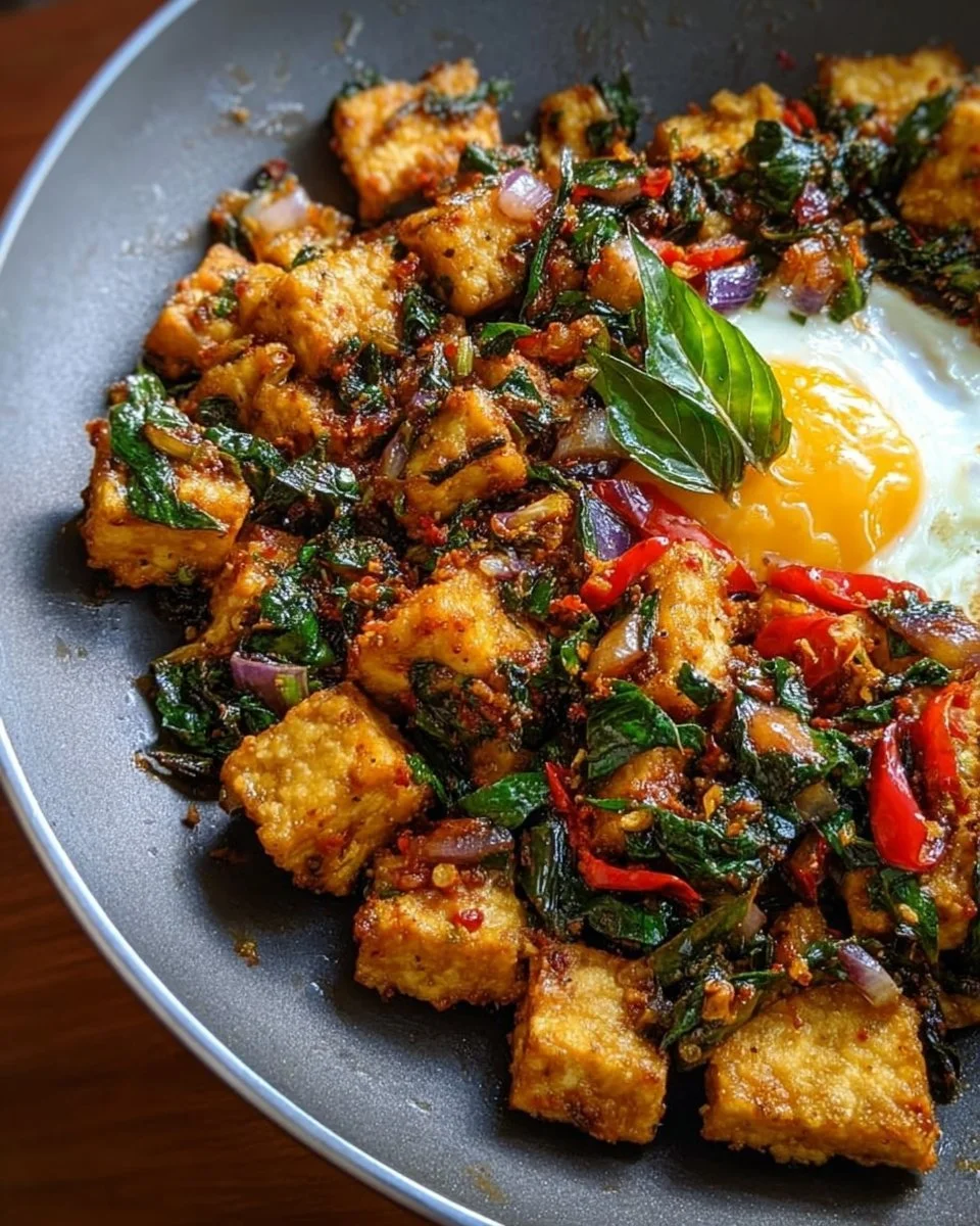Thai Basil Tofu (Tofu Stir-fried with Holy Basil)