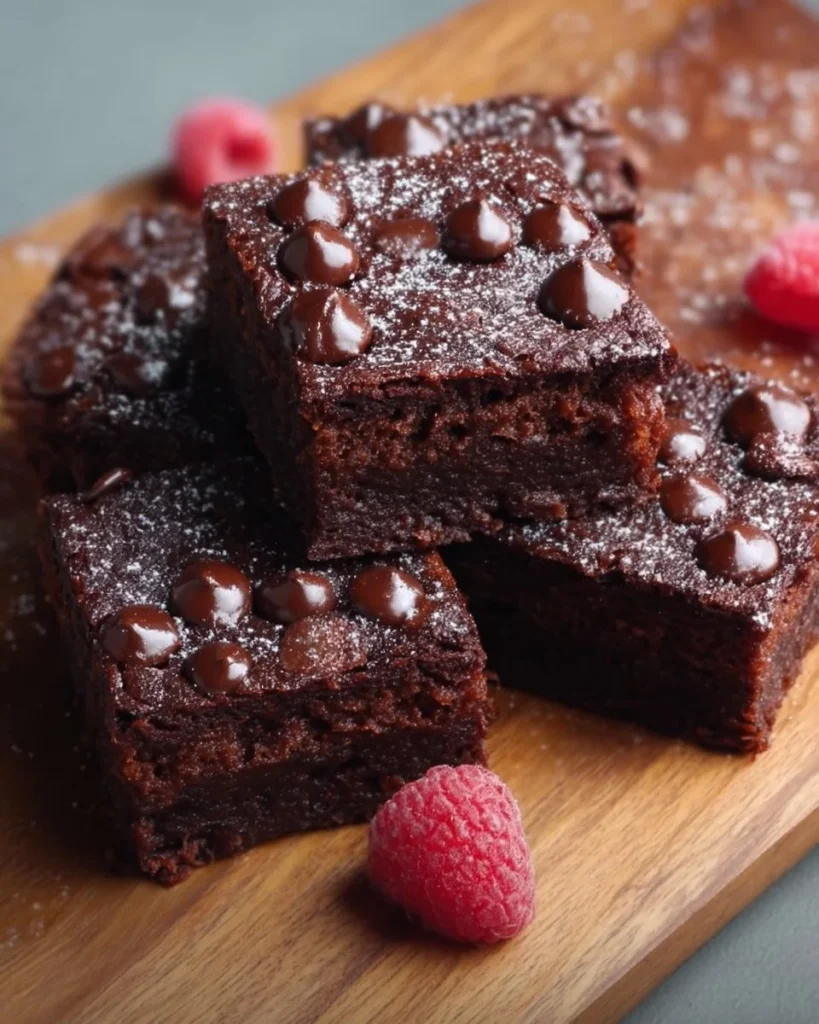 Fudgy viral cottage cheese brownies topped with chocolate drizzle and nuts