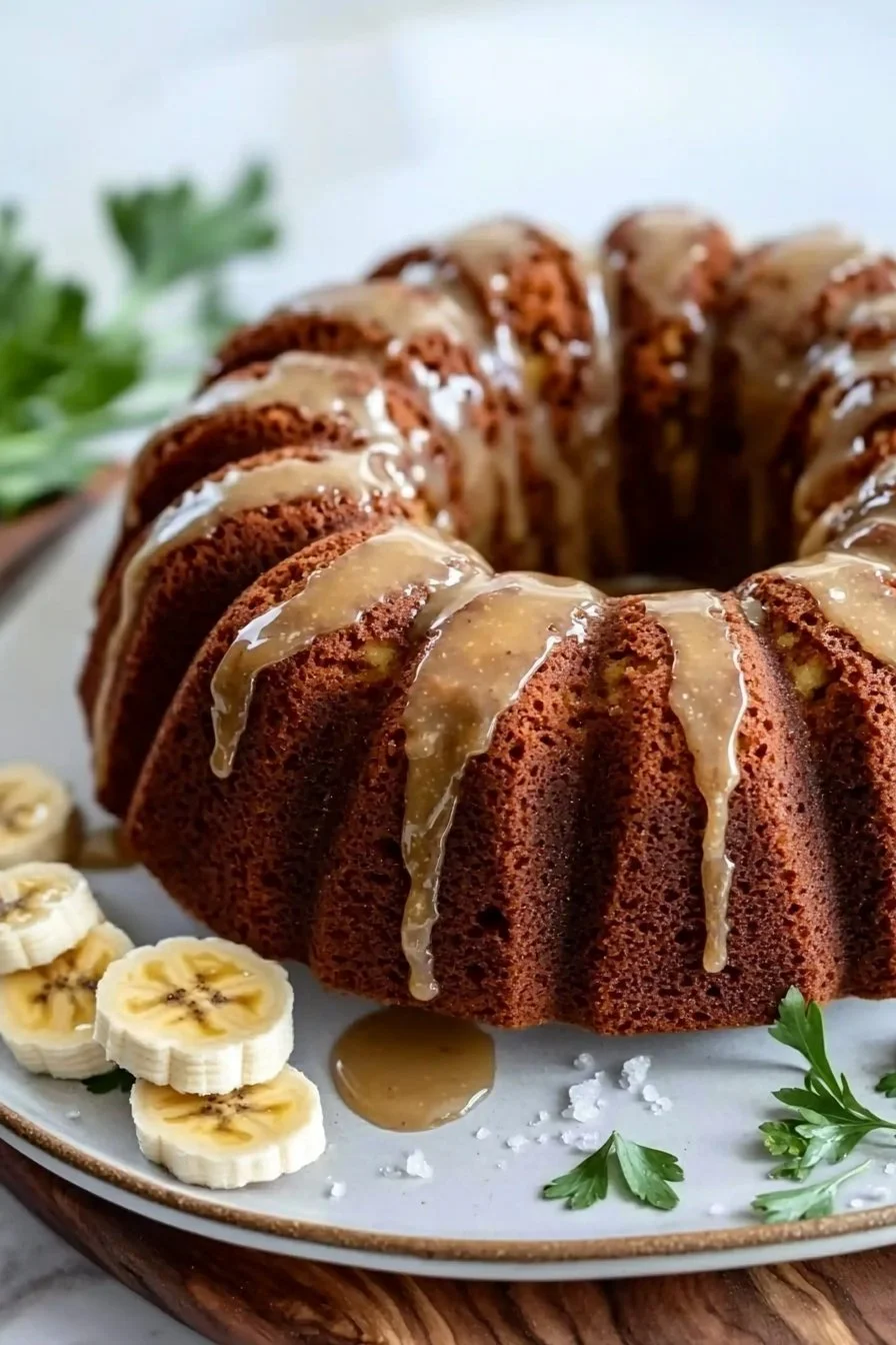 Banana Bundt Cake with Brown Sugar Glaze