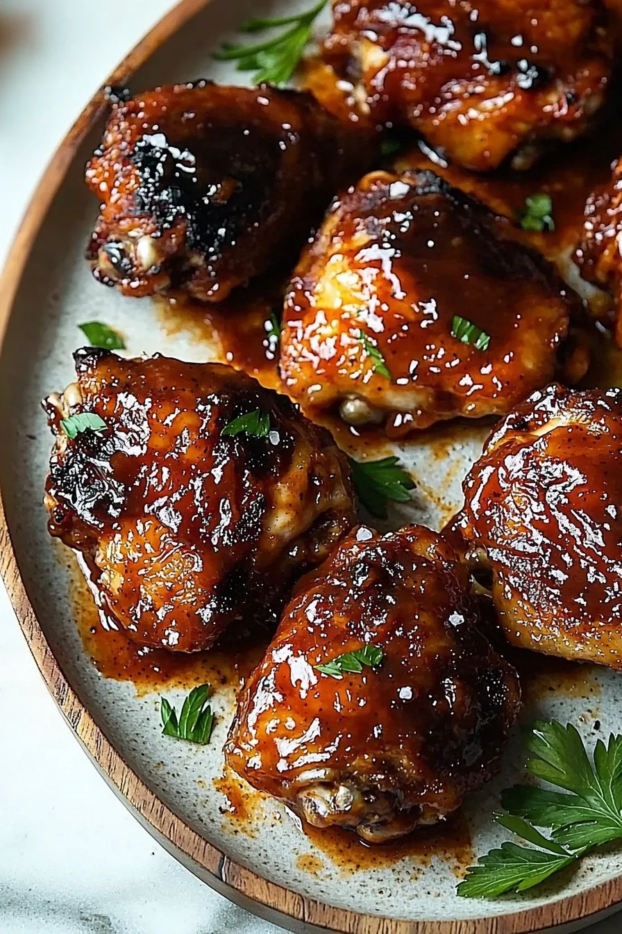 Caramelized BBQ Chicken Thighs in the Oven