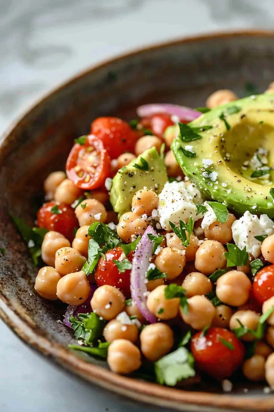 Chickpea Feta Avocado Salad