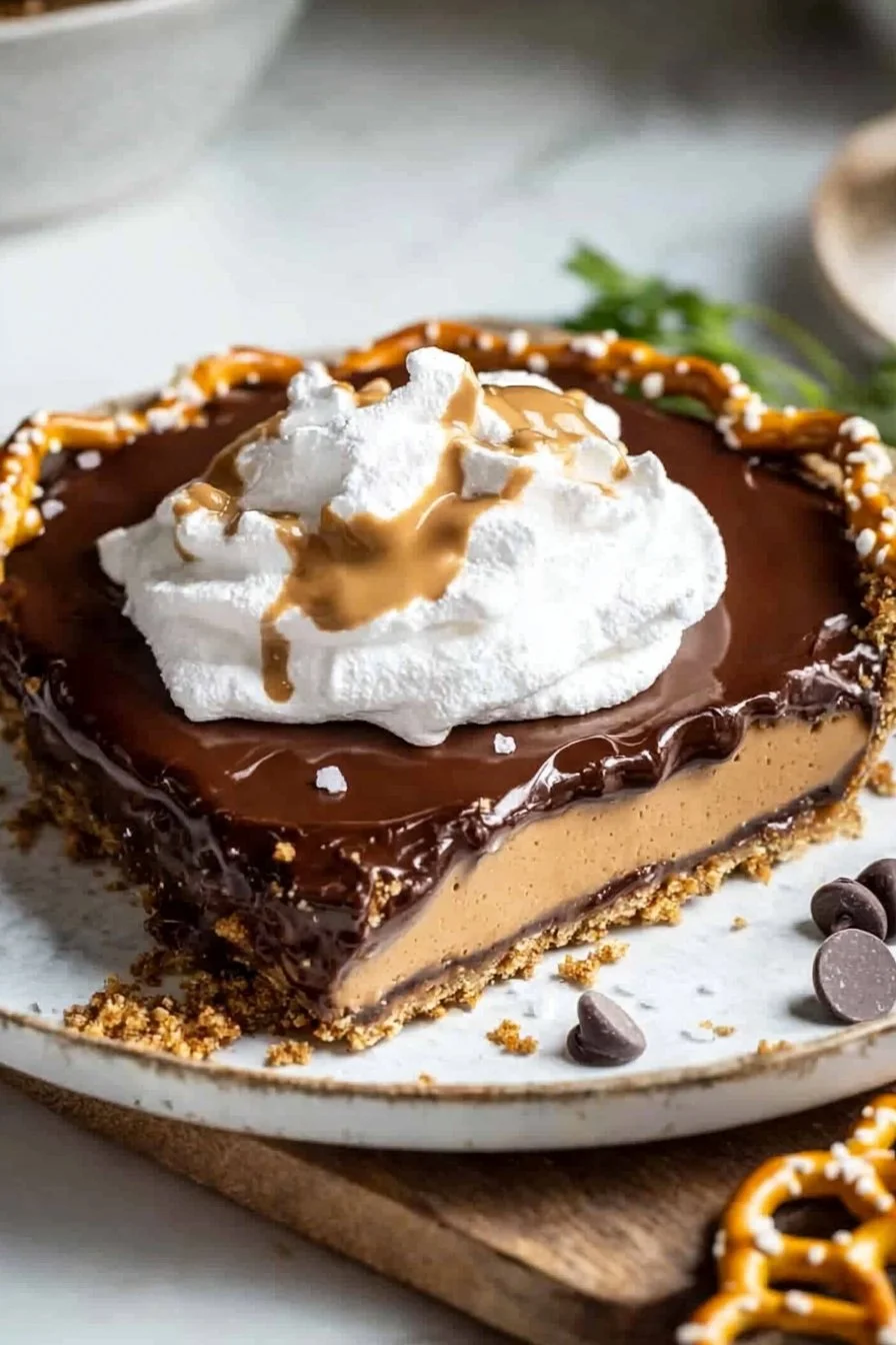 Chocolate Peanut Butter Pretzel Pie