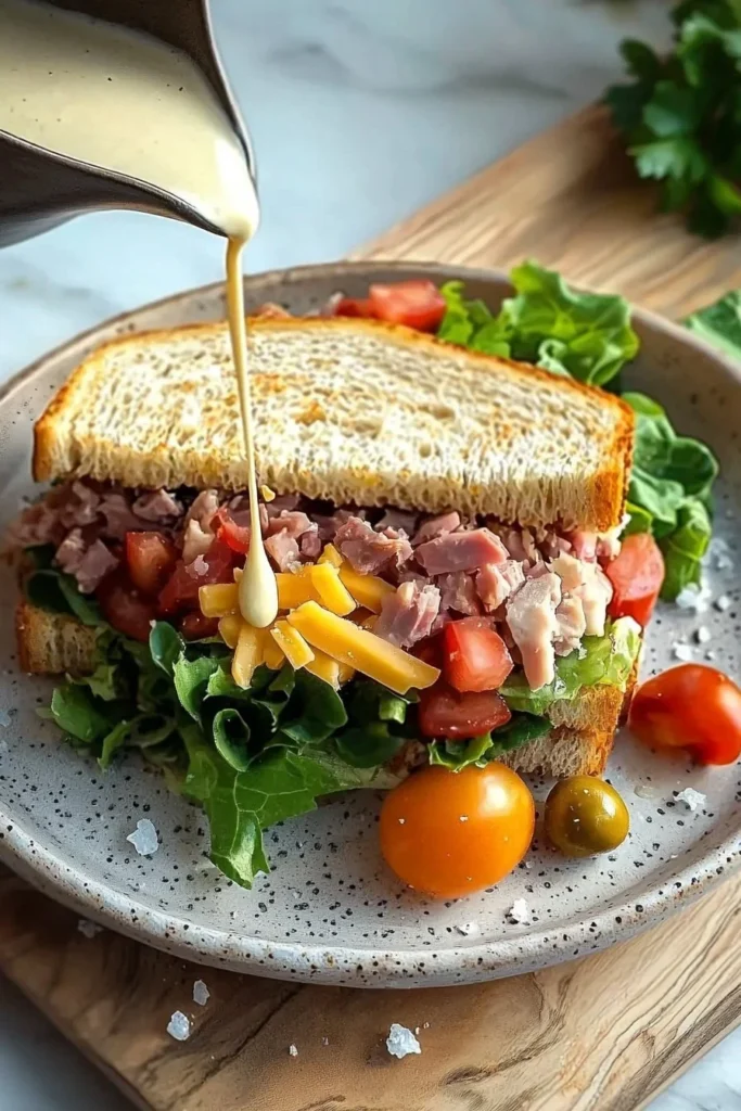 Delicious Chopped Sandwich with fresh ingredients and condiments