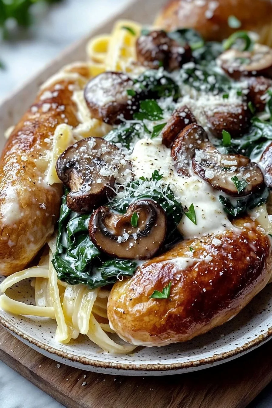 Creamy Spinach and Mushroom Pasta