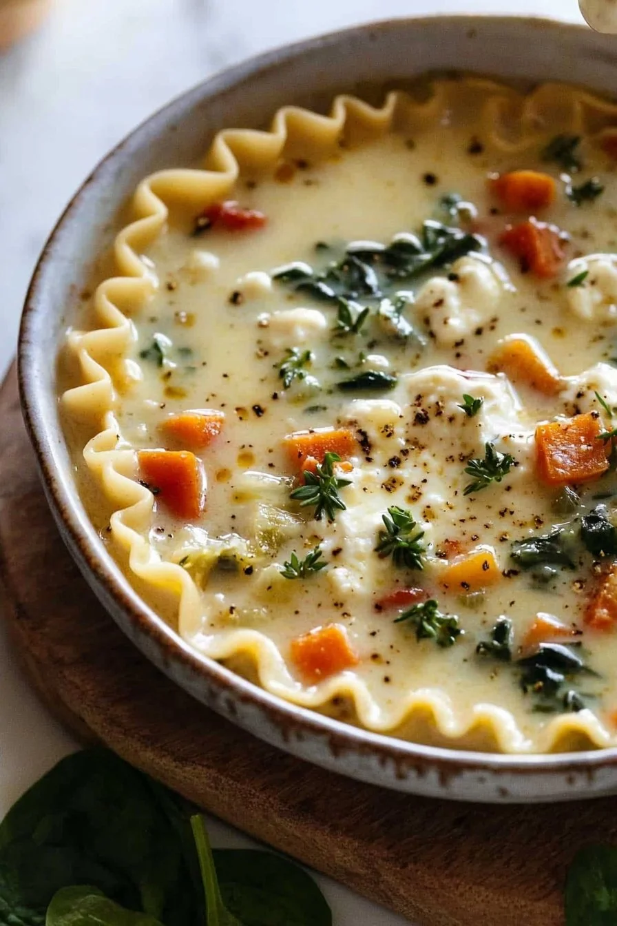 Creamy White Lasagna Soup with Veggies