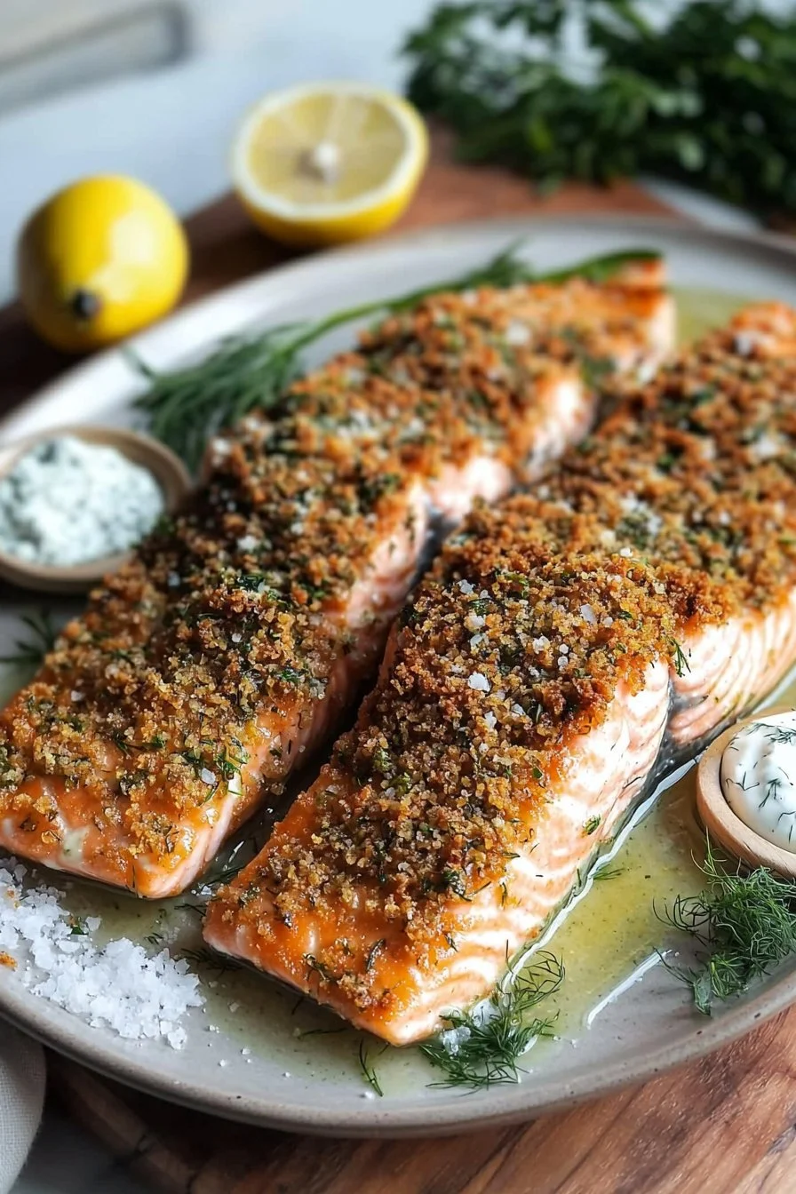 Crispy Herb-Crusted Salmon with Easy Lemon Dill Sauce