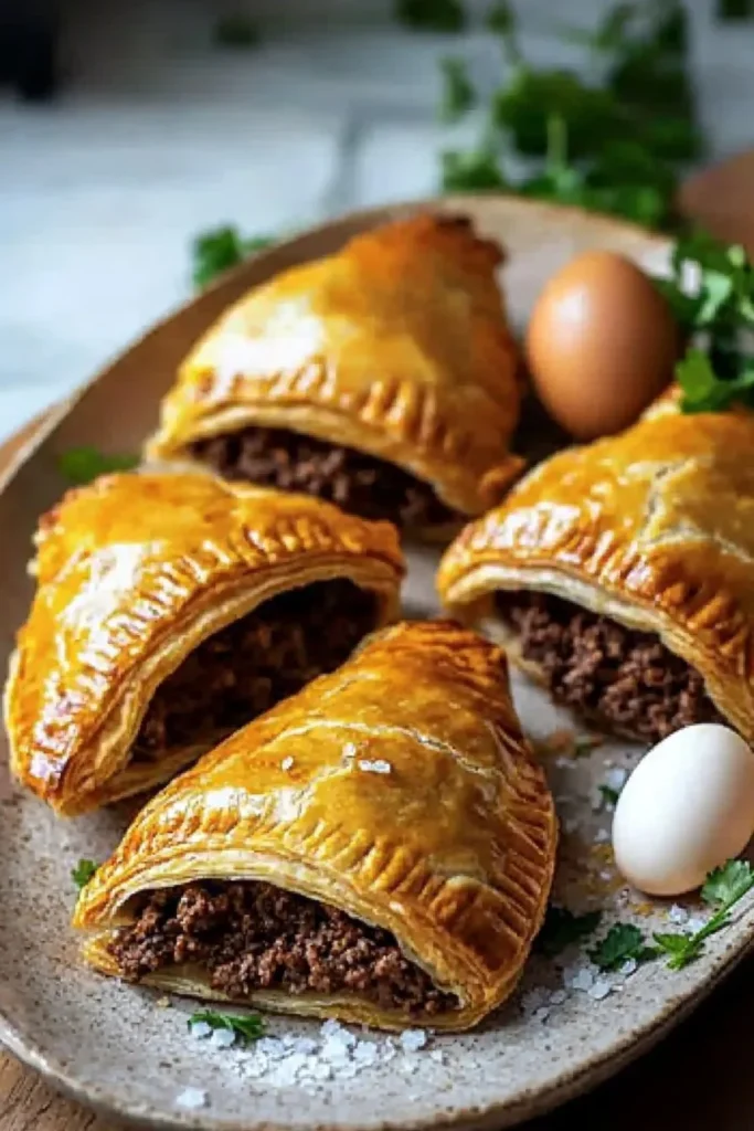 Delicious crispy spiced beef hand pies ready to serve