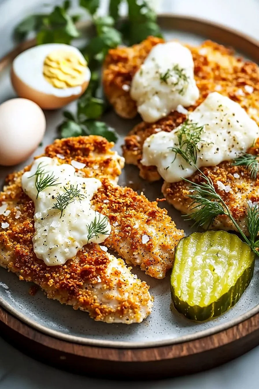 Crunchy Parmesan Chicken with Tangy Dill Pickle