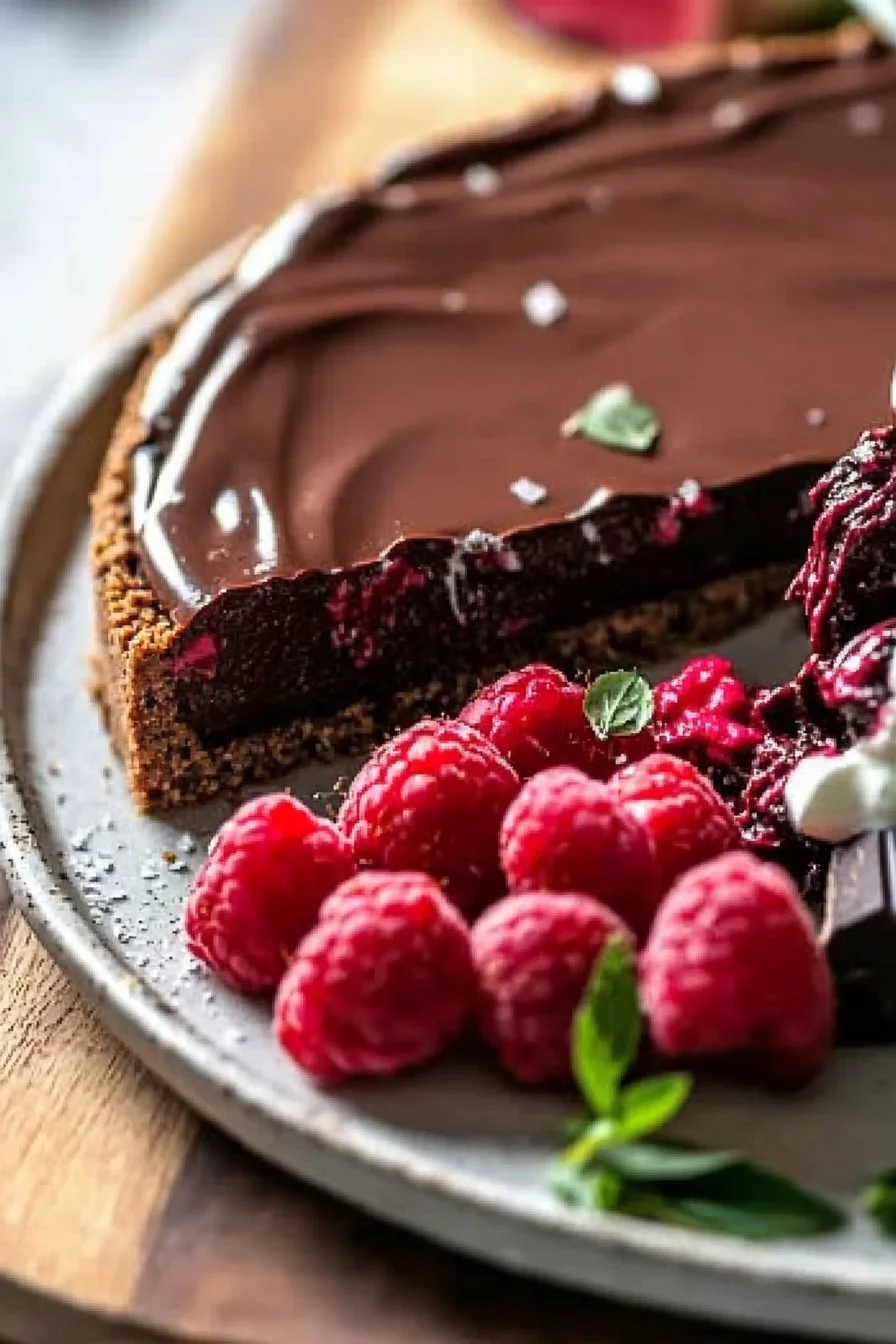 Decadent Dark Chocolate Raspberry Cheesecake