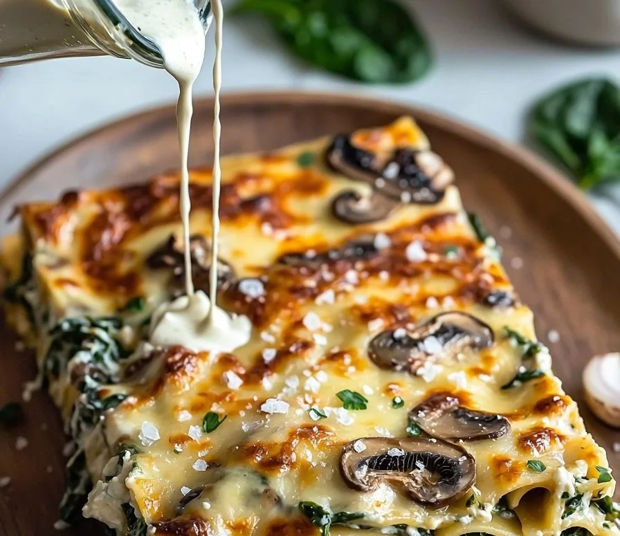 Easy Creamy Spinach and Mushroom Lasagna