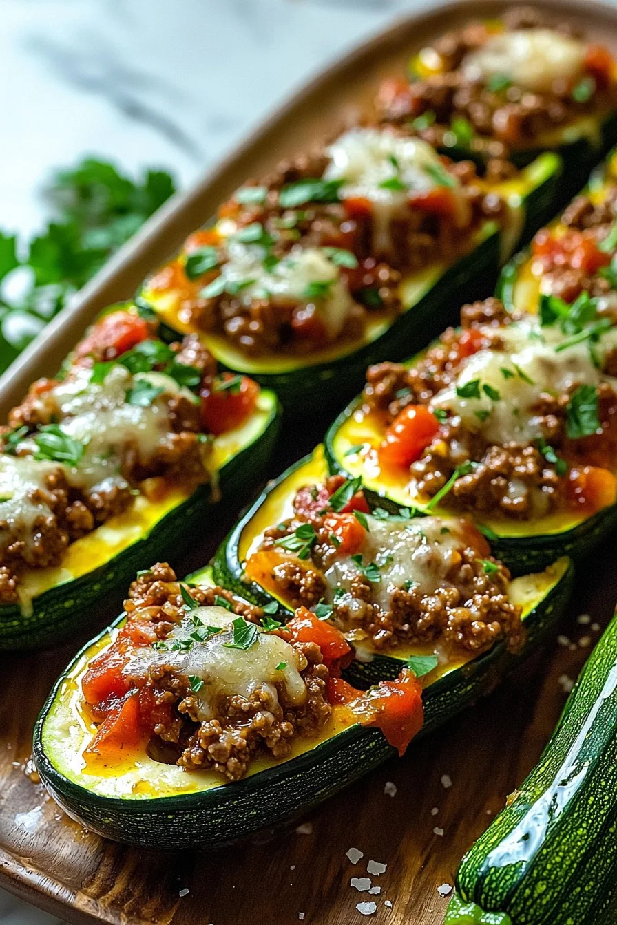 Easy Ground Beef Zucchini Boats