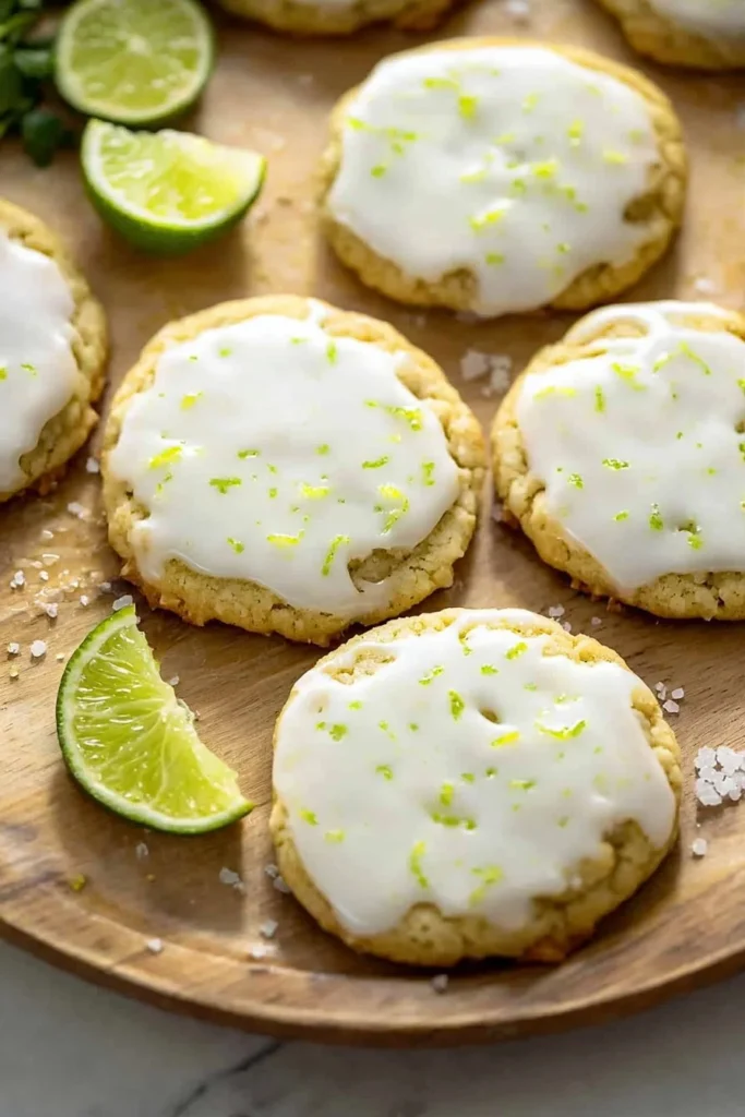 Delicious Key Lime Cookies with a zesty lime glaze on top.