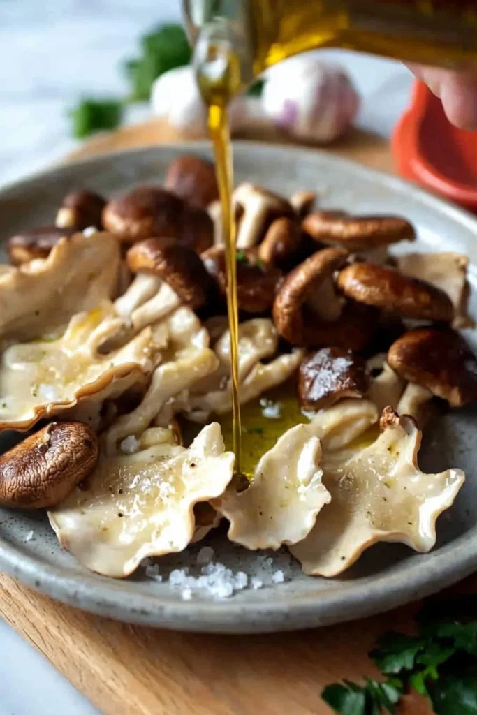Easy oyster mushroom recipe showcasing deliciously cooked mushrooms.