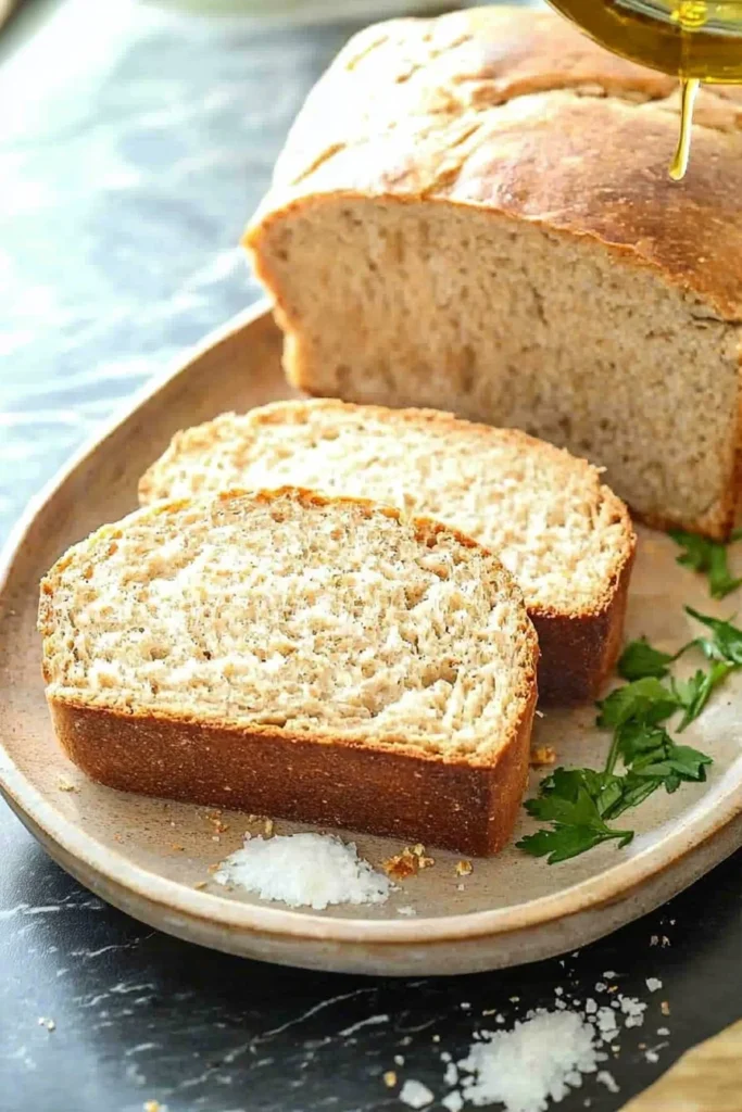 Freshly baked easy whole wheat bread loaf on a wooden table