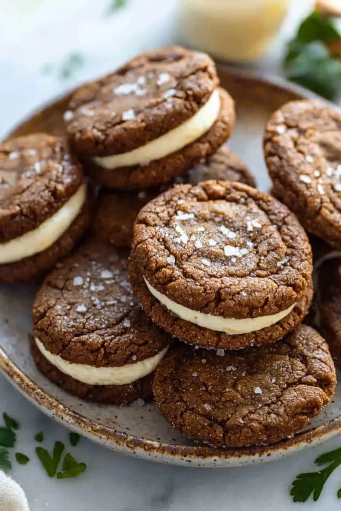 Delicious Ginger Molasses Sandwich Cookies with a rich, spicy flavor.
