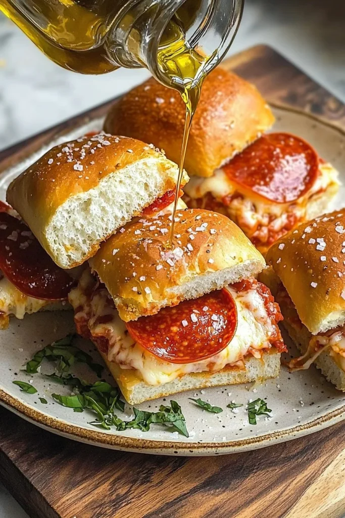 Delicious Hawaiian Roll Pizza Sliders served on a platter