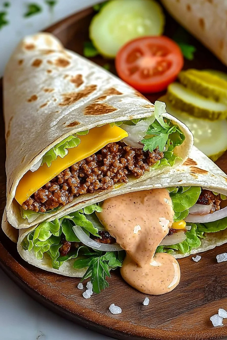 Homemade Beef Burger Wraps With Special Sauce