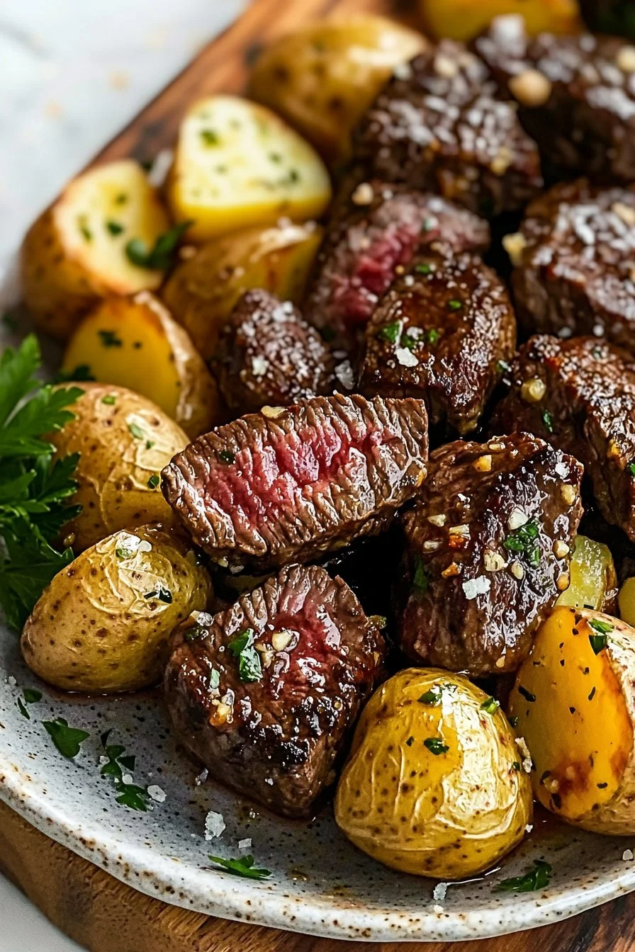 Irresistible Garlic Steak Bites and Potatoes