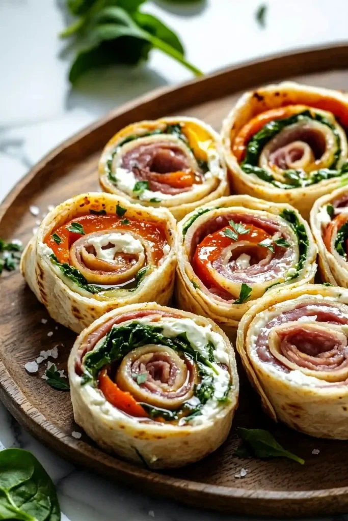 Delicious Italian Pinwheels ready to serve as appetizers or snacks.